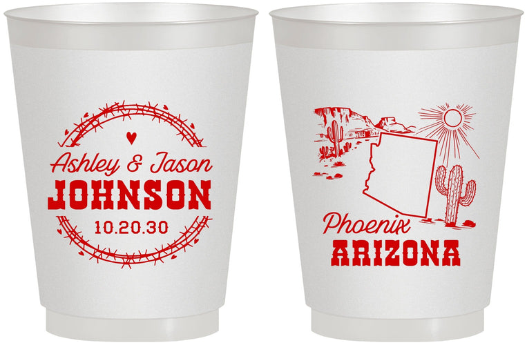 Personalized Wedding 16 oz Frosted Cups - Arizona | 152