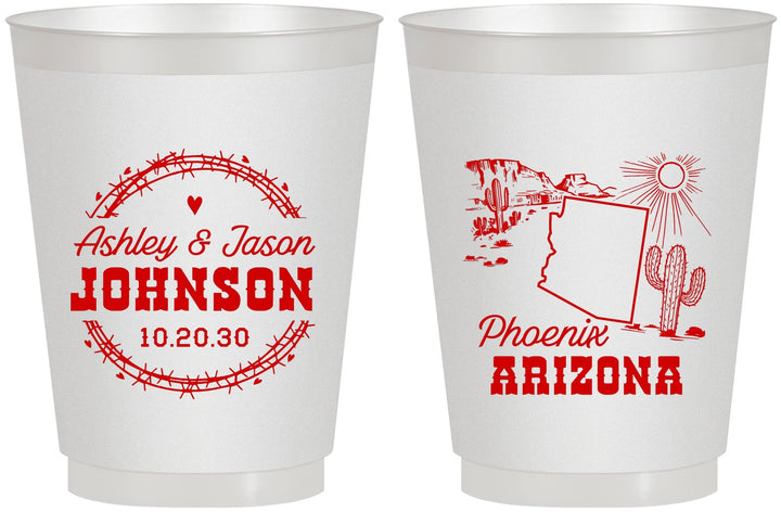 Personalized Wedding 16 oz Frosted Cups - Arizona | 152