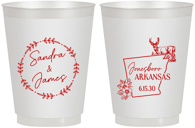 Personalized Wedding 16 oz Frosted Cups - Arkansas | 153