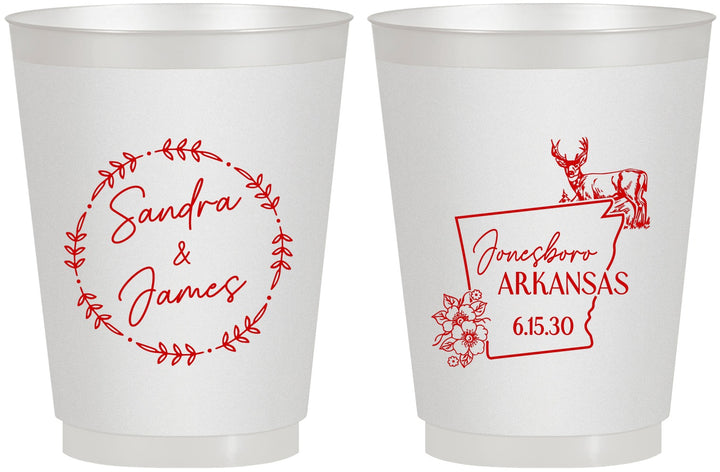 Personalized Wedding 16 oz Frosted Cups - Arkansas | 153