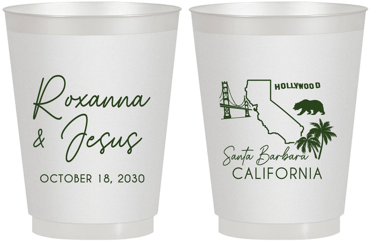 Personalized Wedding 16 oz Frosted Cups - California | 154