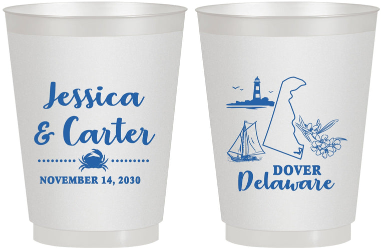 Personalized Wedding 16 oz Frosted Cups - Delaware | 157
