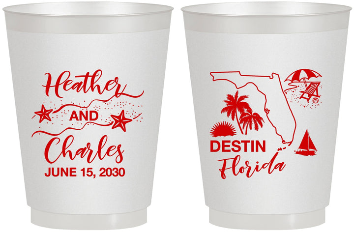 Personalized Wedding 16 oz Frosted Cups - Florida | 158