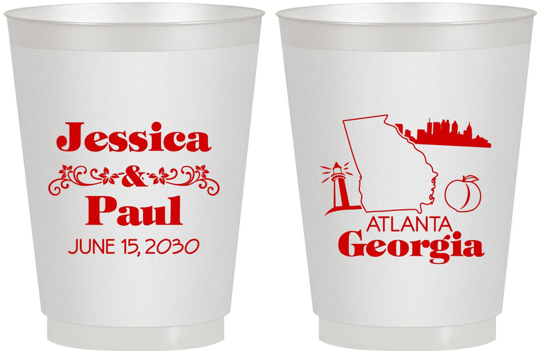 Personalized Wedding 16 oz Frosted Cups - Georgia | 159