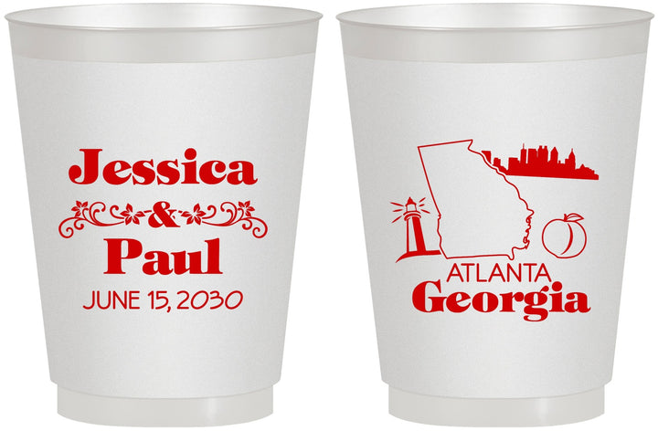 Personalized Wedding 16 oz Frosted Cups - Georgia | 159