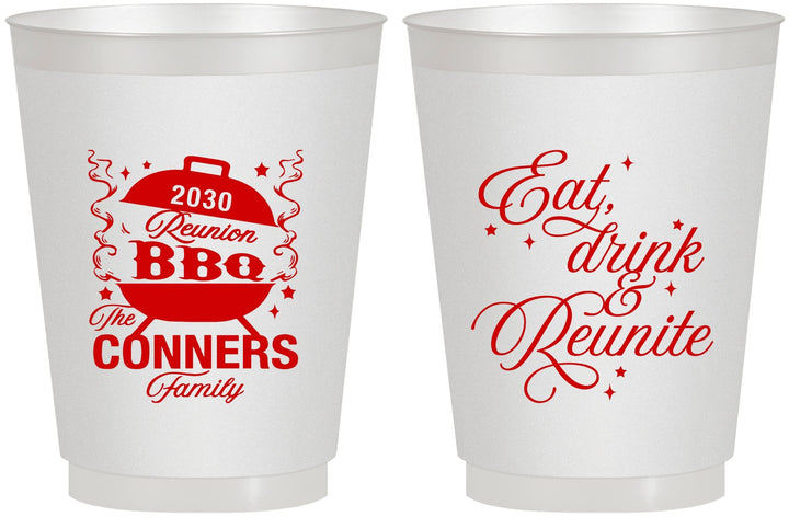 Personalized Family Reunion 16 oz Frosted Cups - Bbq Eat Drink Reunite | 160000
