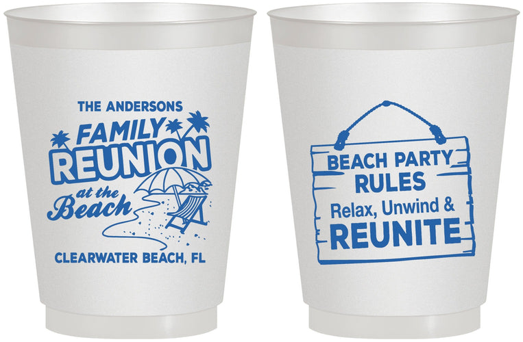 Personalized Family Reunion 16 oz Frosted Cups - Beach Reunite | 160011