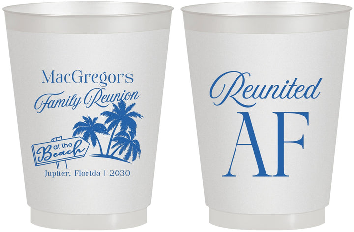 Personalized Family Reunion 16 oz Frosted Cups - Beach Reunited Af | 160012