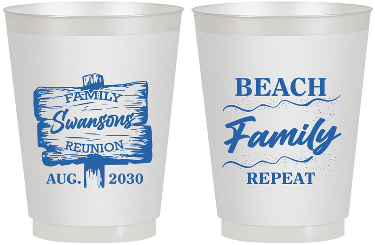 Personalized Family Reunion 16 oz Frosted Cups - Beach Family Repeat | 160013