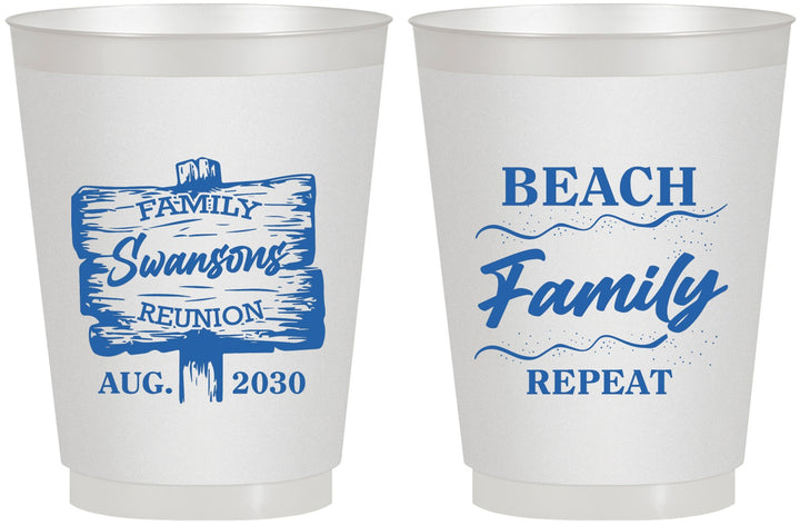 Personalized Family Reunion 16 oz Frosted Cups - Beach Family Repeat | 160013