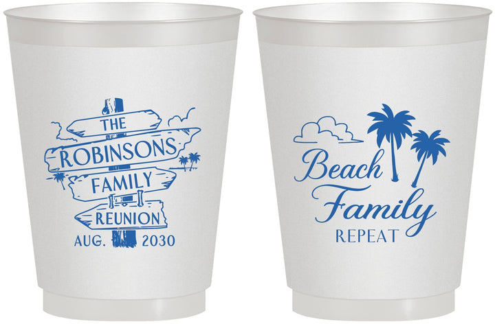 Personalized Family Reunion 16 oz Frosted Cups - Beach Family Repeat | 160014