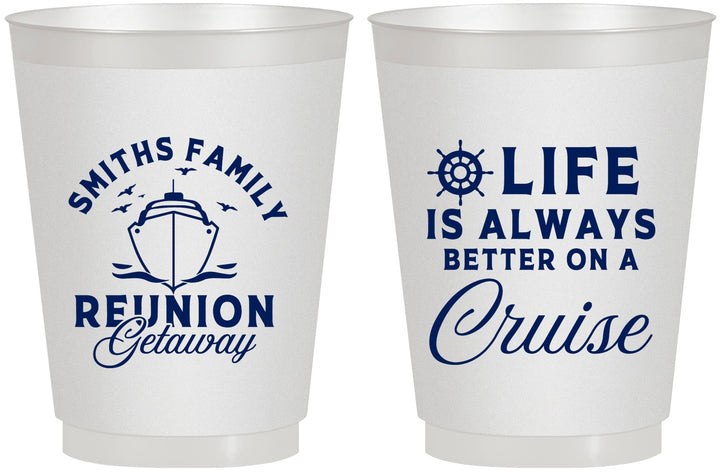Personalized Family Reunion 16 oz Frosted Cups - Cruise Nautical | 160022