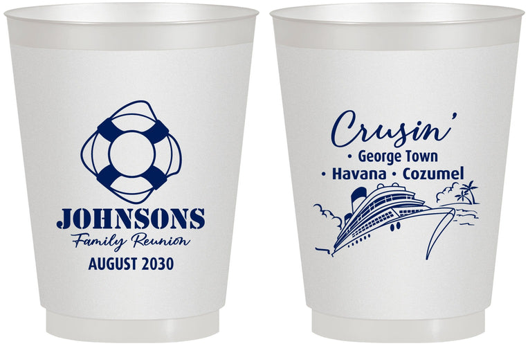 Personalized Family Reunion 16 oz Frosted Cups - Cruise Crusin | 160025