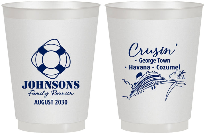 Personalized Family Reunion 16 oz Frosted Cups - Cruise Crusin | 160025