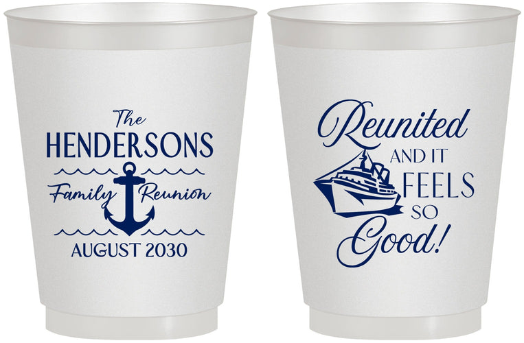 Personalized Family Reunion 16 oz Frosted Cups - Cruise Anchor | 160027