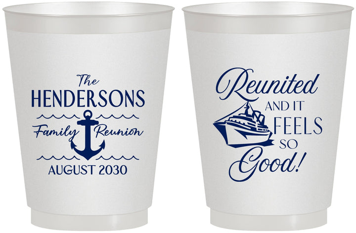 Personalized Family Reunion 16 oz Frosted Cups - Cruise Anchor | 160027
