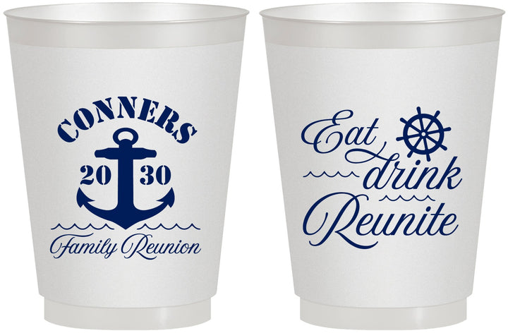 Personalized Family Reunion 16 oz Frosted Cups - Cruise Anchor | 160028