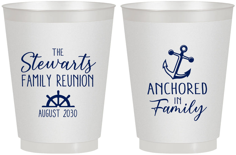 Personalized Family Reunion 16 oz Frosted Cups - Cruise Anchor | 160029