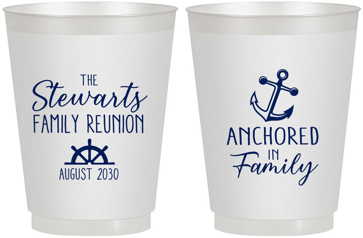 Personalized Family Reunion 16 oz Frosted Cups - Cruise Anchor | 160029