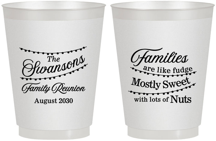 Personalized Family Reunion 16 oz Frosted Cups - String Lights | 160059