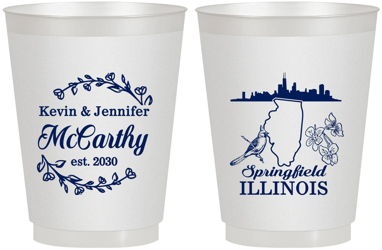 Personalized Wedding 16 oz Frosted Cups - Illinois | 162