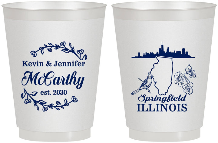 Personalized Wedding 16 oz Frosted Cups - Illinois | 162