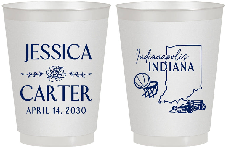 Personalized Wedding 16 oz Frosted Cups - Indiana | 163