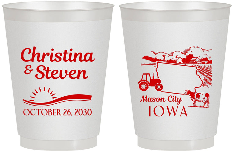 Personalized Wedding 16 oz Frosted Cups - Iowa | 164