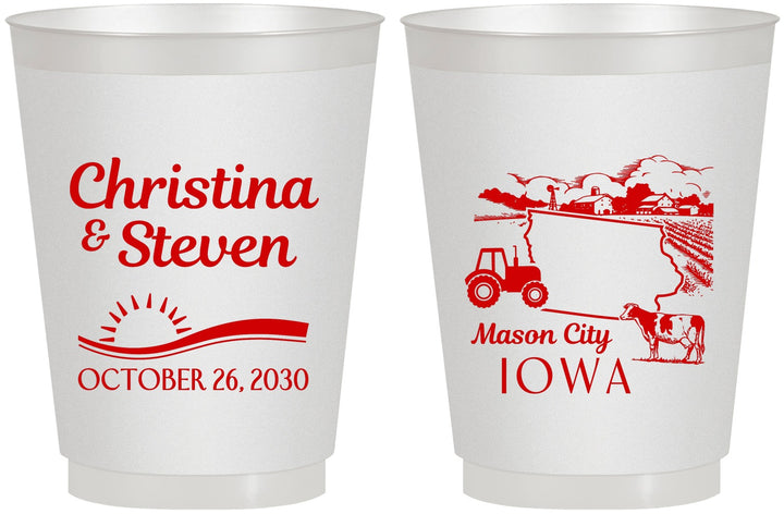 Personalized Wedding 16 oz Frosted Cups - Iowa | 164