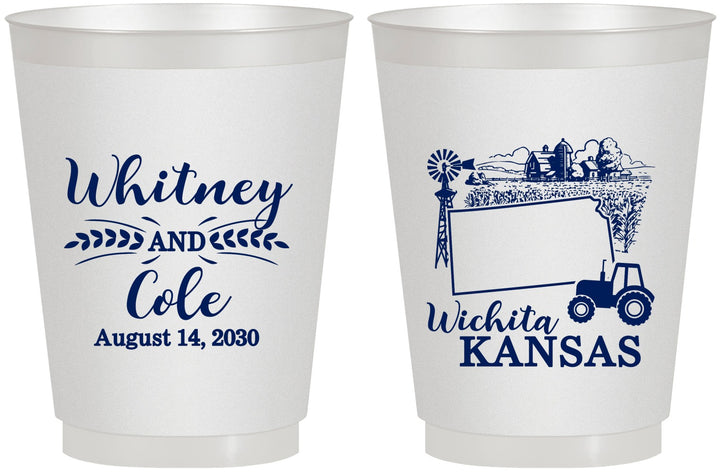 Personalized Wedding 16 oz Frosted Cups - Kansas | 165