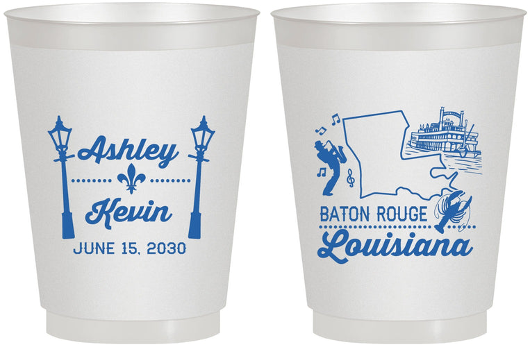 Personalized Wedding 16 oz Frosted Cups - Louisiana | 167