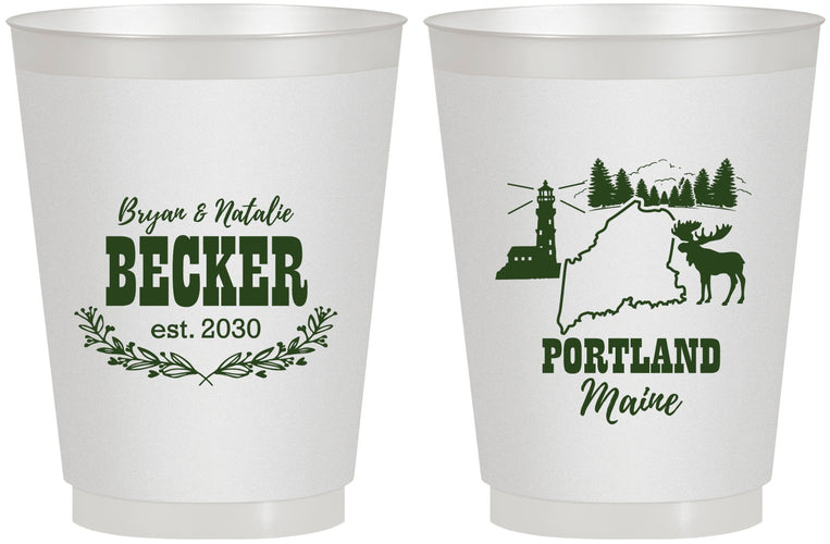 Personalized Wedding 16 oz Frosted Cups - Maine | 168