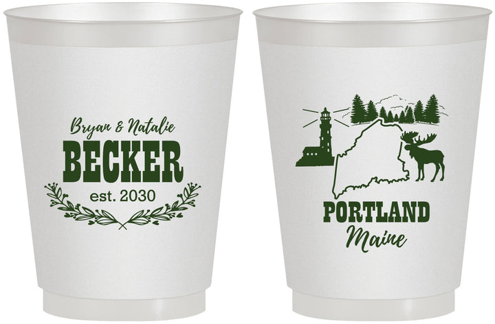 Personalized Wedding 16 oz Frosted Cups - Maine | 168