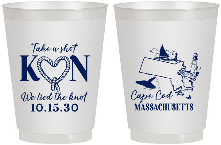 Personalized Wedding 16 oz Frosted Cups - Massachusetts | 170