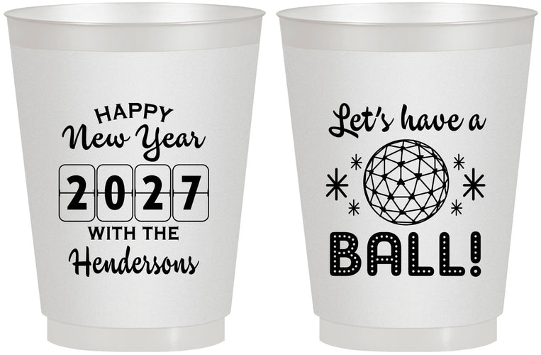 Personalized New Years 16 oz Frosted Cups - 2027 Lets Have A Ball | 170001