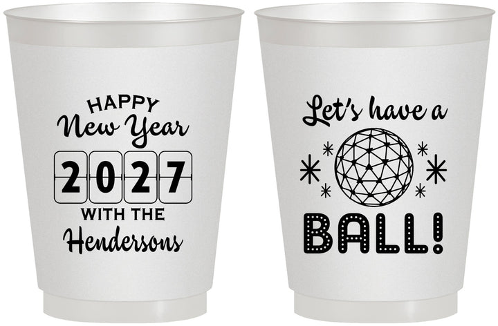 Personalized New Years 16 oz Frosted Cups - 2027 Lets Have A Ball | 170001