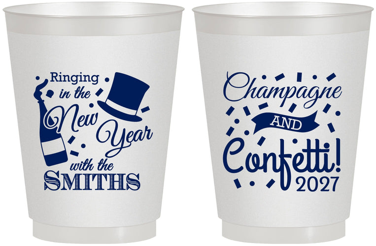 Personalized New Years 16 oz Frosted Cups - 2027 Confetti | 170003