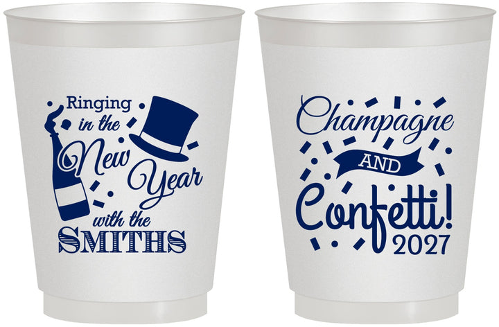 Personalized New Years 16 oz Frosted Cups - 2027 Confetti | 170003