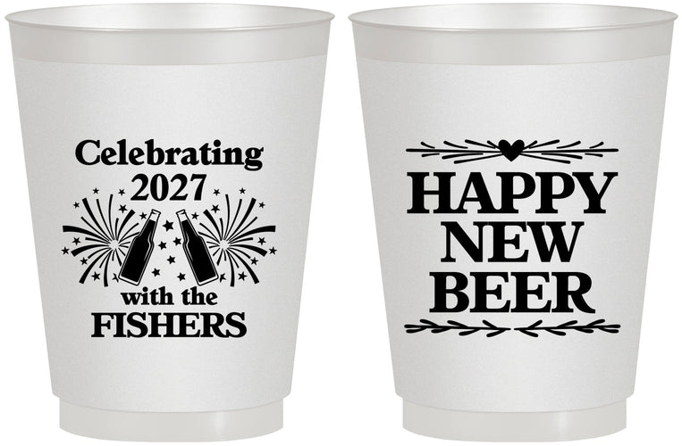 Personalized New Years 16 oz Frosted Cups - 2027 Happy New Beer | 170004