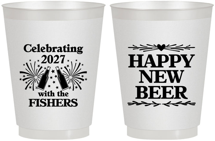 Personalized New Years 16 oz Frosted Cups - 2027 Happy New Beer | 170004