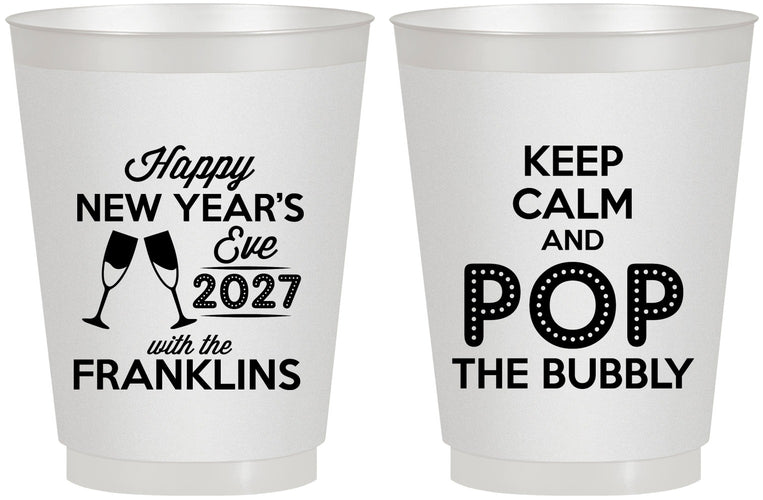 Personalized New Years 16 oz Frosted Cups - 2027 Pop The Bubbly | 170006
