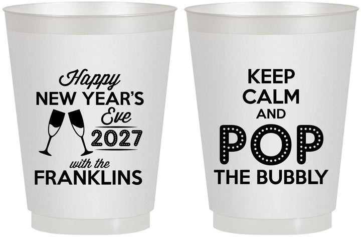 Personalized New Years 16 oz Frosted Cups - 2027 Pop The Bubbly | 170006