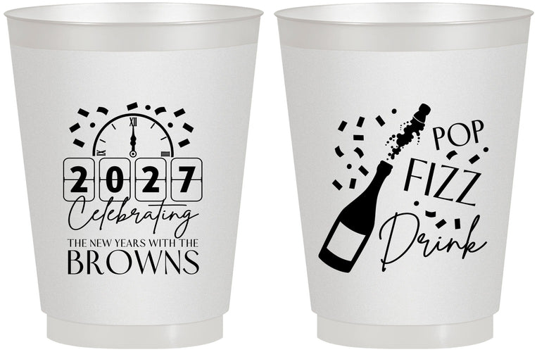 Personalized New Years 16 oz Frosted Cups - 2027 Pop Fizz Drink | 170009