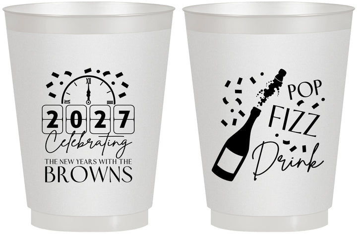Personalized New Years 16 oz Frosted Cups - 2027 Pop Fizz Drink | 170009