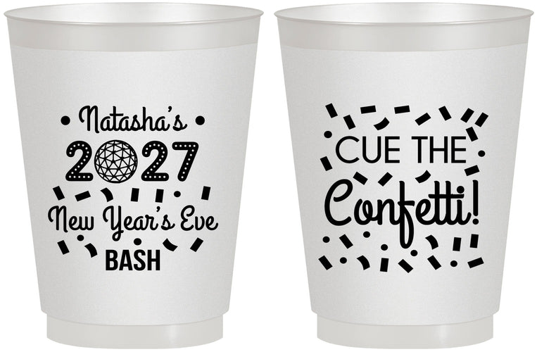Personalized New Years 16 oz Frosted Cups - 2027 Nye Confetti | 170012