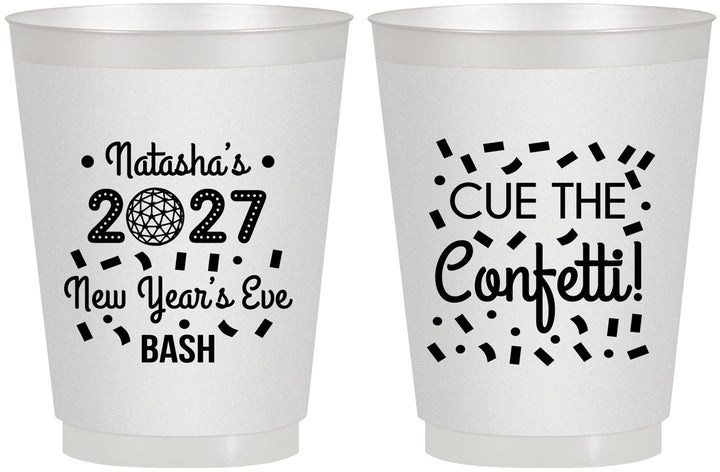 Personalized New Years 16 oz Frosted Cups - 2027 Nye Confetti | 170012