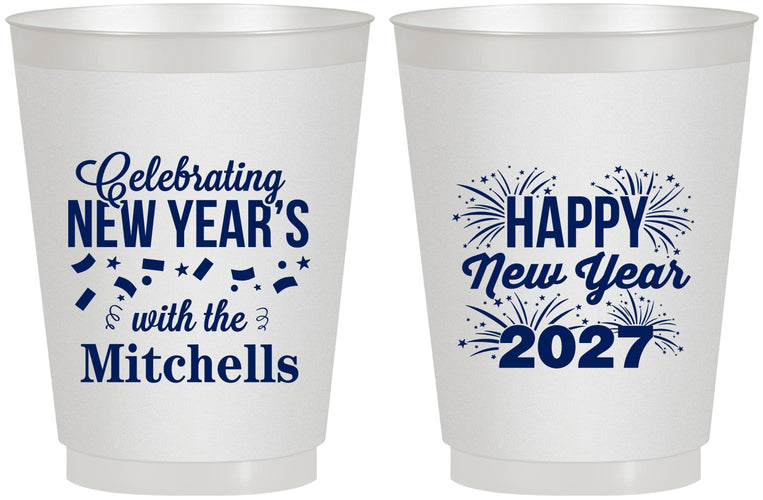 Personalized New Years 16 oz Frosted Cups - 2027 Nye Confetti | 170015