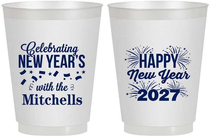 Personalized New Years 16 oz Frosted Cups - 2027 Nye Confetti | 170015
