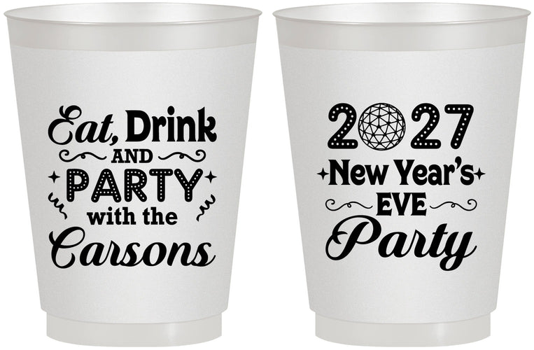 Personalized New Years 16 oz Frosted Cups - 2027 Eat Drink Party | 170022