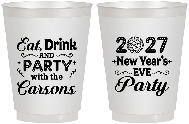 Personalized New Years 16 oz Frosted Cups - 2027 Eat Drink Party | 170022